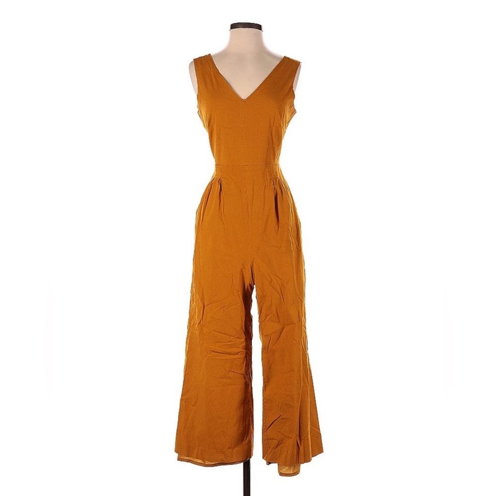 J crew mustard wrap jumpsuit